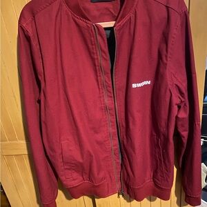 MENS Scarlet Red Brotherhood Bomber Jacket , Sworn to us - Size Large